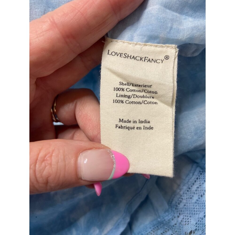 LoveShackFancy Ruffle Mini Skirt Pacific Indigo Hand Dye Blue Tie Dye-sz XS - Picture 10 of 10